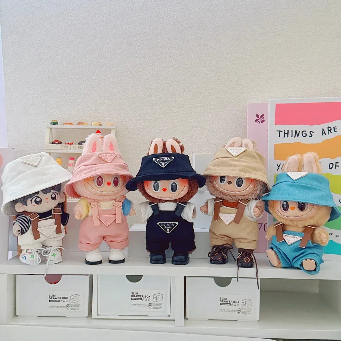For 17cm Labubu Mini Doll Clothing Hat Bib Pant V1 V2 Clothes Shoes Doll DIY Accessories Sitting Party Games Toys Gifts