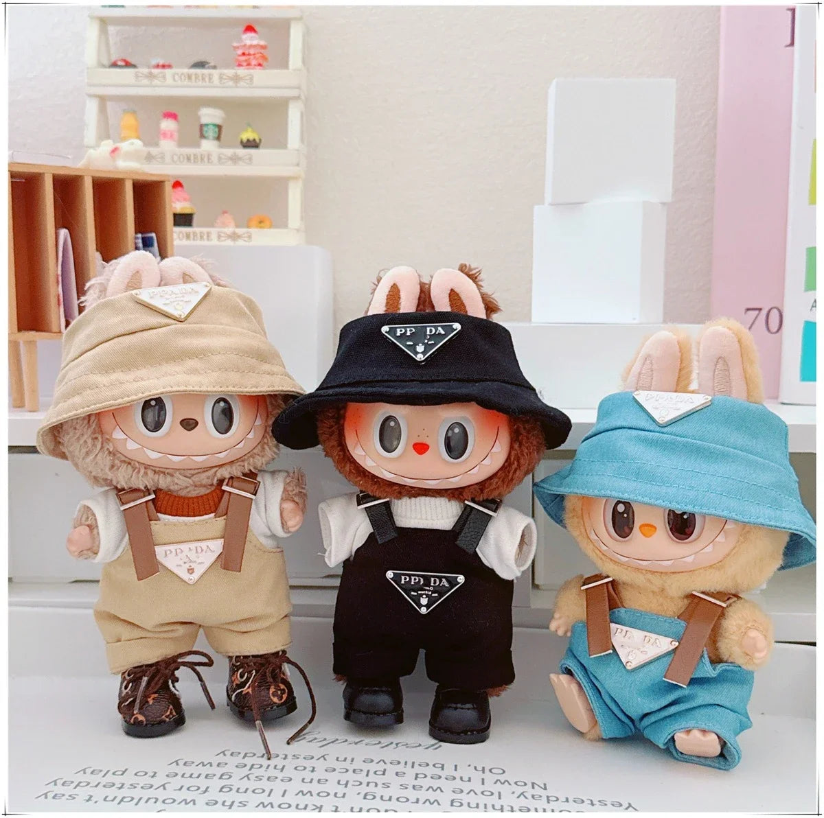 For 17cm Labubu Mini Doll Clothing Hat Bib Pant V1 V2 Clothes Shoes Doll DIY Accessories Sitting Party Games Toys Gifts