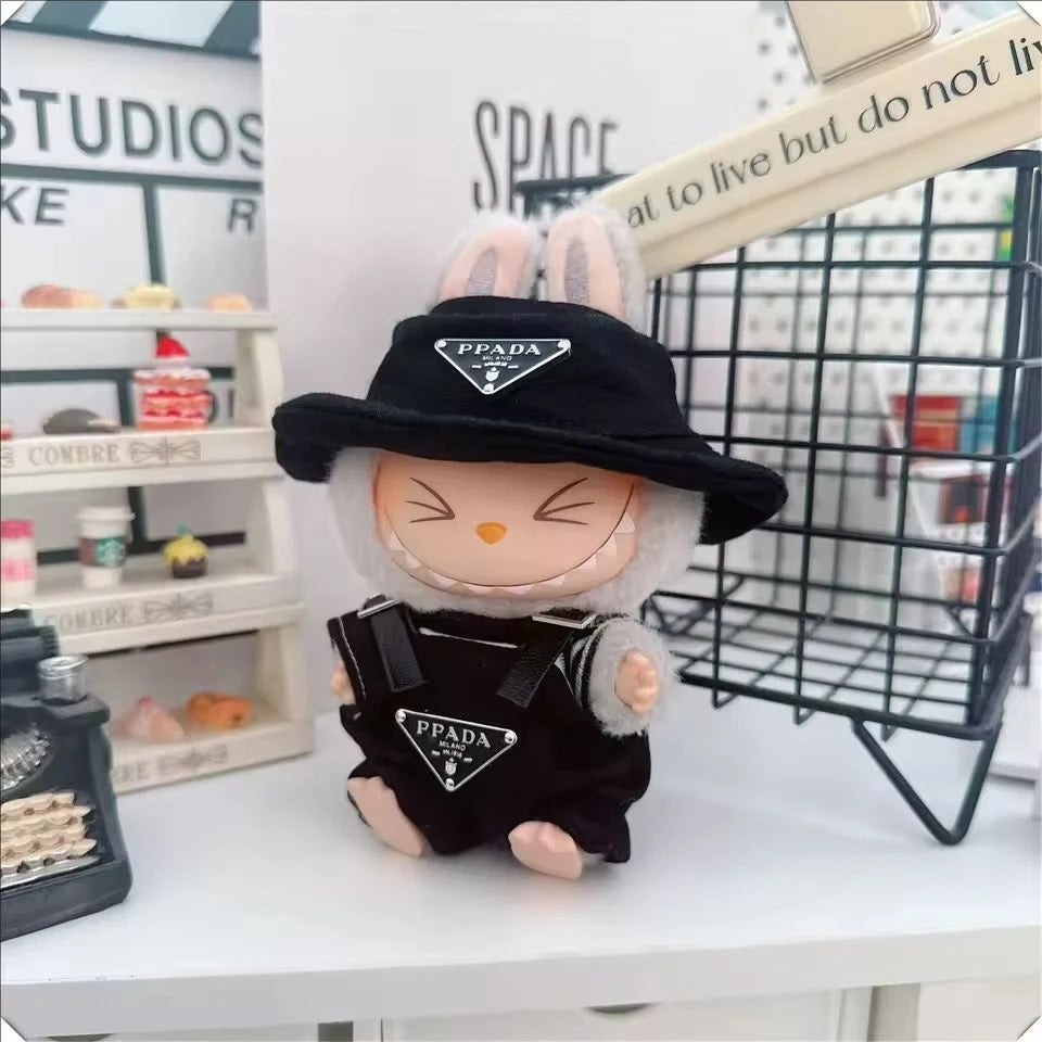 For 17cm Labubu Mini Doll Clothing Hat Bib Pant V1 V2 Clothes Shoes Doll DIY Accessories Sitting Party Games Toys Gifts
