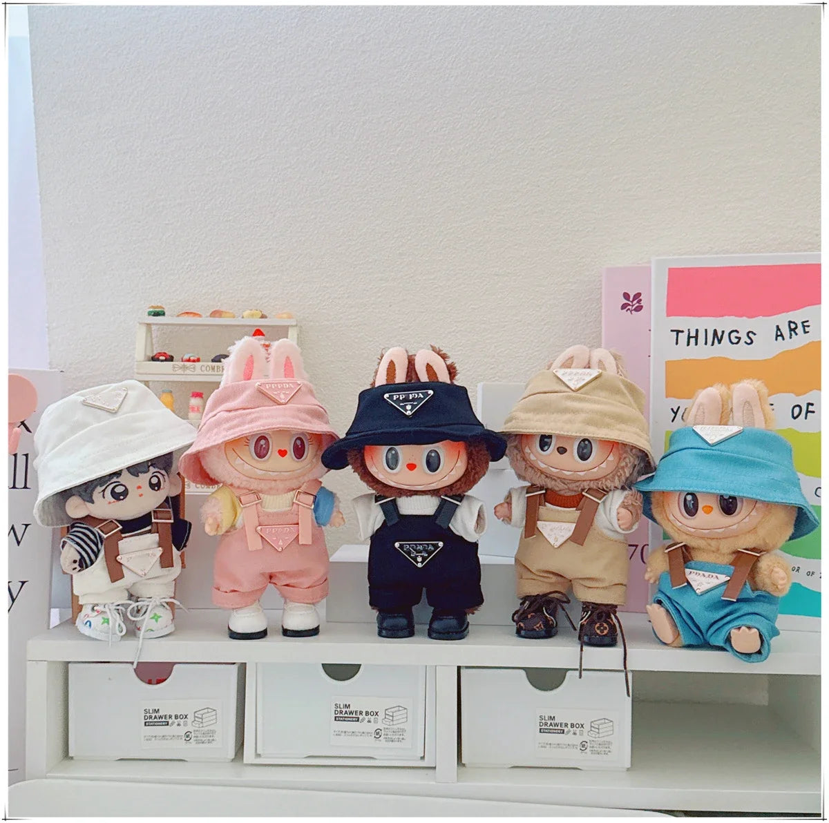 For 17cm Labubu Mini Doll Clothing Hat Bib Pant V1 V2 Clothes Shoes Doll DIY Accessories Sitting Party Games Toys Gifts