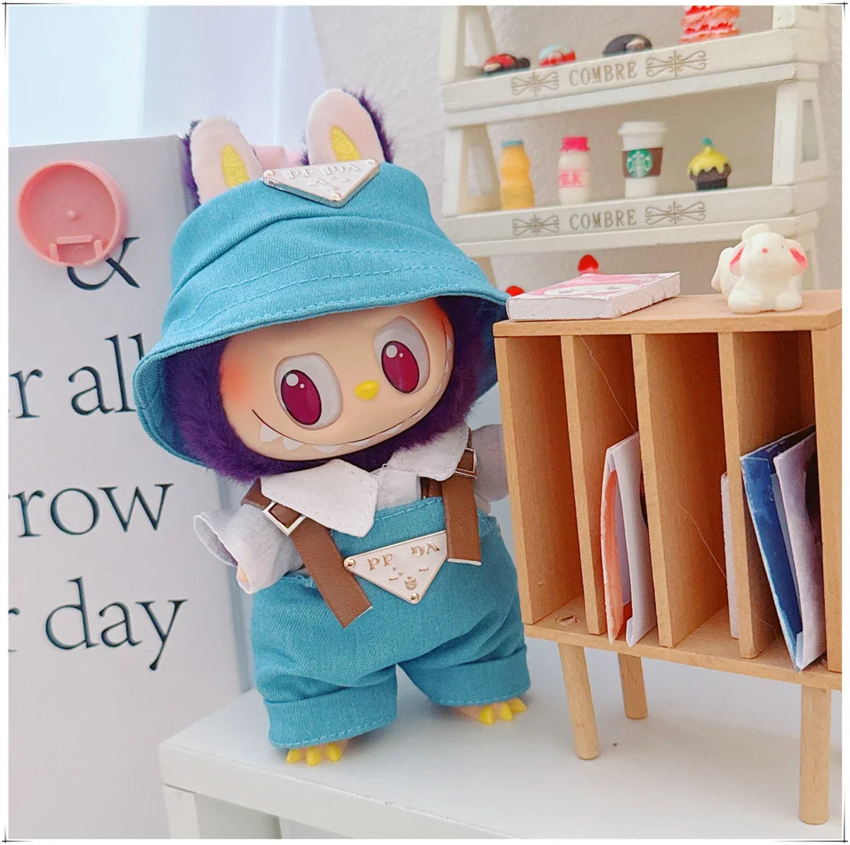 For 17cm Labubu Mini Doll Clothing Hat Bib Pant V1 V2 Clothes Shoes Doll DIY Accessories Sitting Party Games Toys Gifts