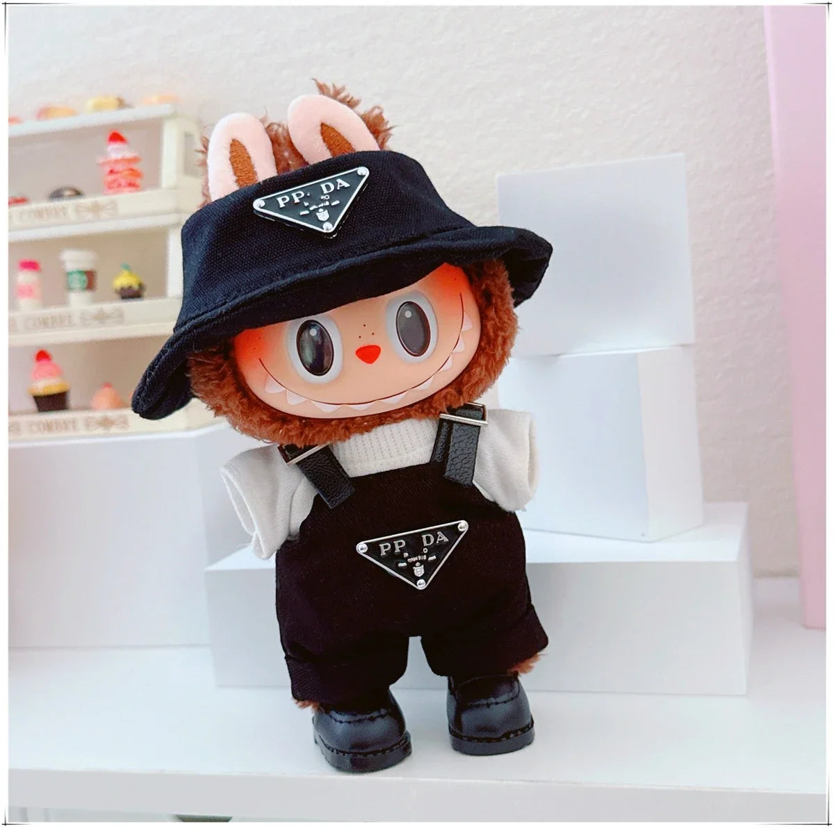 For 17cm Labubu Mini Doll Clothing Hat Bib Pant V1 V2 Clothes Shoes Doll DIY Accessories Sitting Party Games Toys Gifts